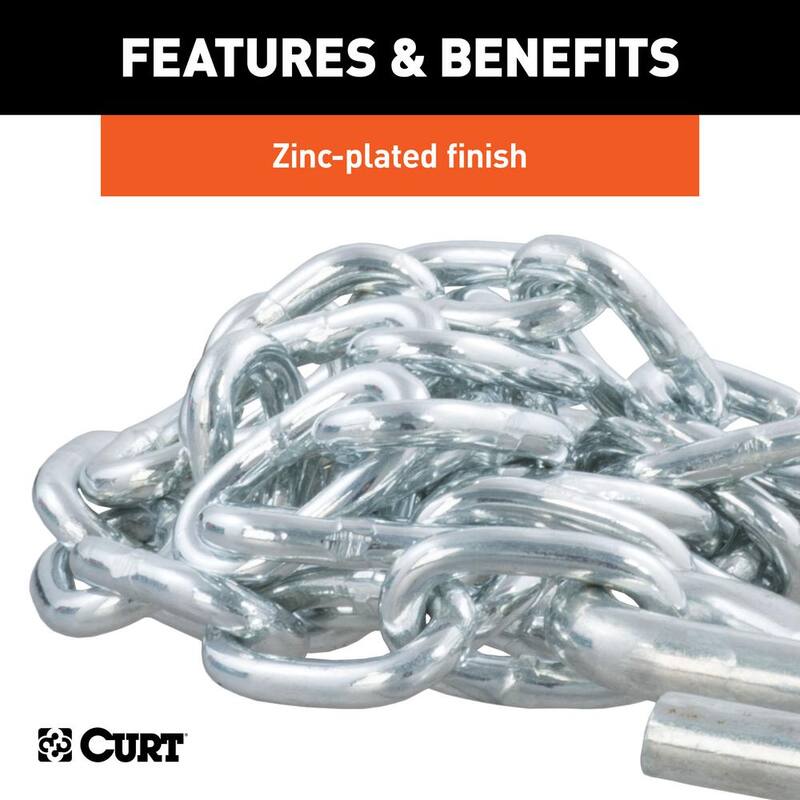 CURT 48" Safety Chain with 2 S-Hooks (2,000 lbs., Clear Zinc, Packaged) - 80011