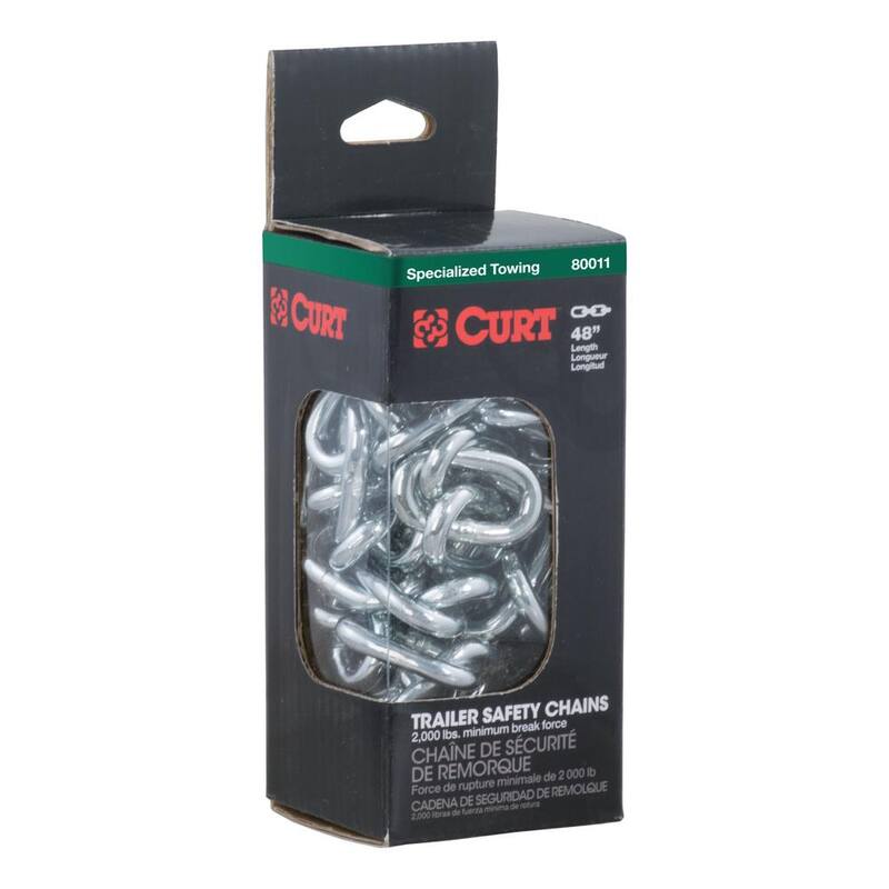 CURT 48" Safety Chain with 2 S-Hooks (2,000 lbs., Clear Zinc, Packaged) - 80011