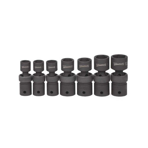 Williams Socket Set, 7 Pieces, 1/2 Inch Dr, 6 Point, 1/2 Inch Size - JHW37918