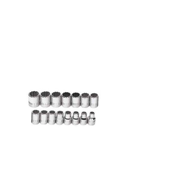 Williams Socket Set, 15 Pieces, 1/2 Inch Dr, Shallow, 1/2 Inch Size - JHWMSS-15RC
