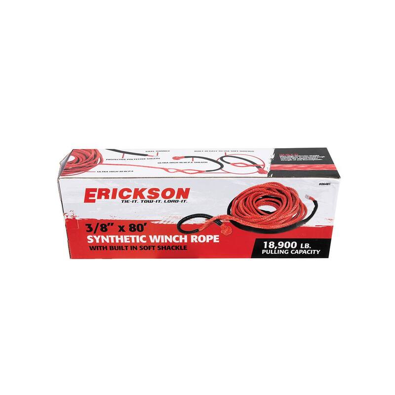 Erickson 3/8 in. x 80 ft. Synthetic Rope with Built in Soft Shackle - 06481