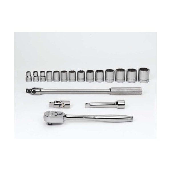 Williams Socket/Tool Set, 18 Pieces, 6-Point, 1/2 Inch Dr - JHWWSS-18HF