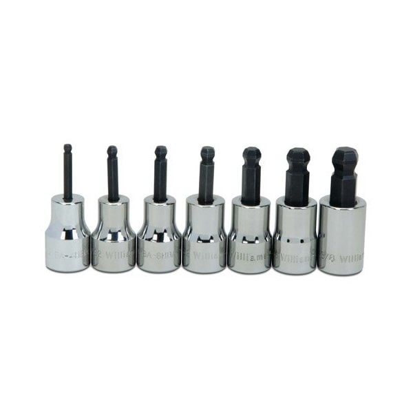 Williams Socket Set, 7 Pieces, 3/8 Inch Dr, 3/8 Inch Size - JHWWSBB-7RC