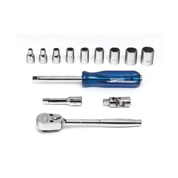 Williams Socket/Tool Set, 13 Pieces, 12-Point, 1/4 Inch Dr - JHWWSM-13FTB