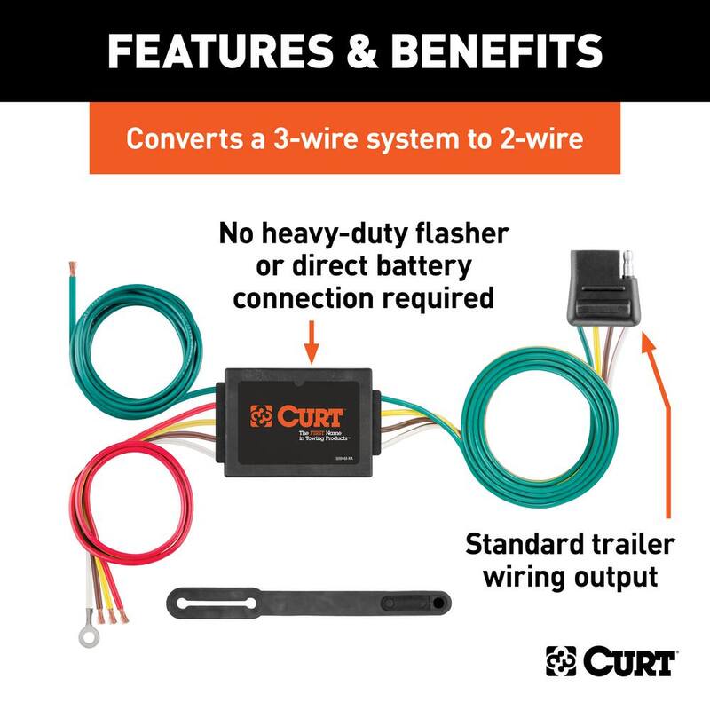 CURT Non-Powered 3-to-2-Wire Taillight Converter - 56175