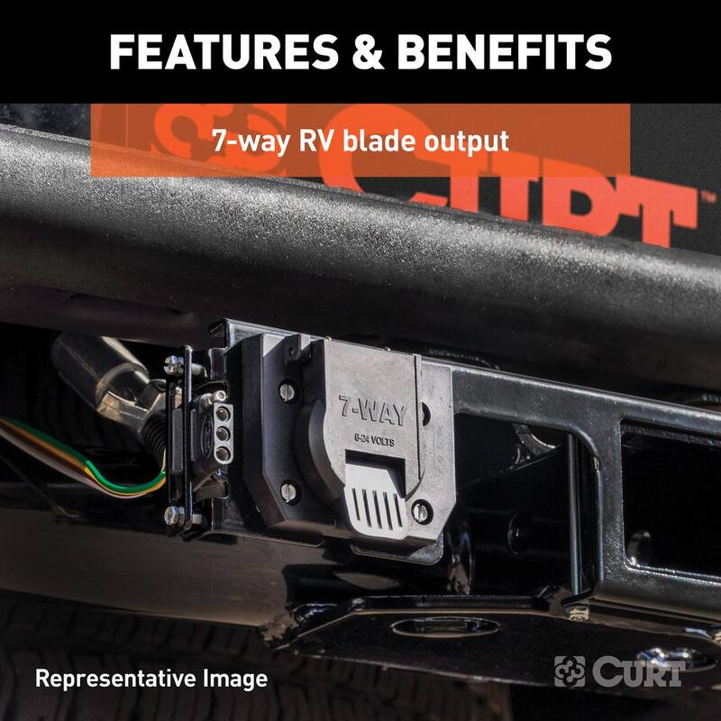 CURT Custom Vehicle-Trailer Wiring Harness, 7-Way RV Blade, Select Ford F250, F350, F450, F550, Tow Package Required - 55243