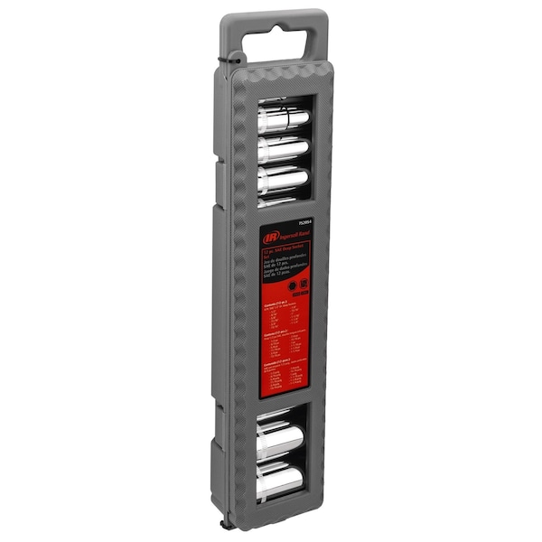 Ingersoll-Rand 12 Piece 1/2 Inch Drive Deep Socket Set - SAE 6-Pt - 752054X