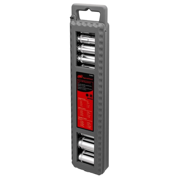 Ingersoll-Rand 12 Piece 1/2 Inch Drive Deep Socket Set - SAE 6-Pt - 752054X