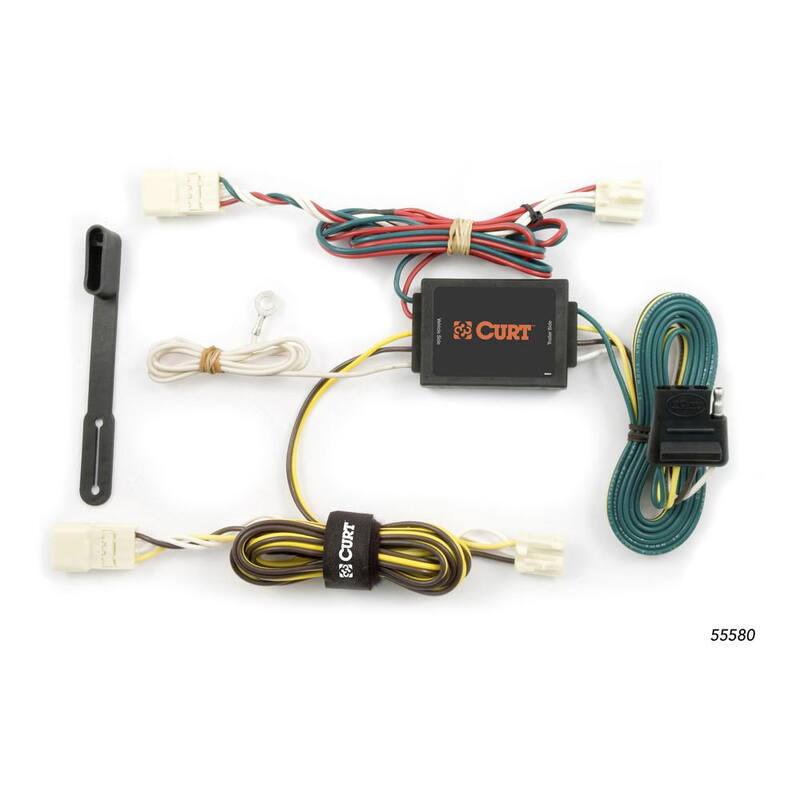 CURT Custom Vehicle-Trailer Wiring Harness, 4-Way Flat Output, Select Toyota Sienna, Quick Electrical Wire T-Connector - 55580