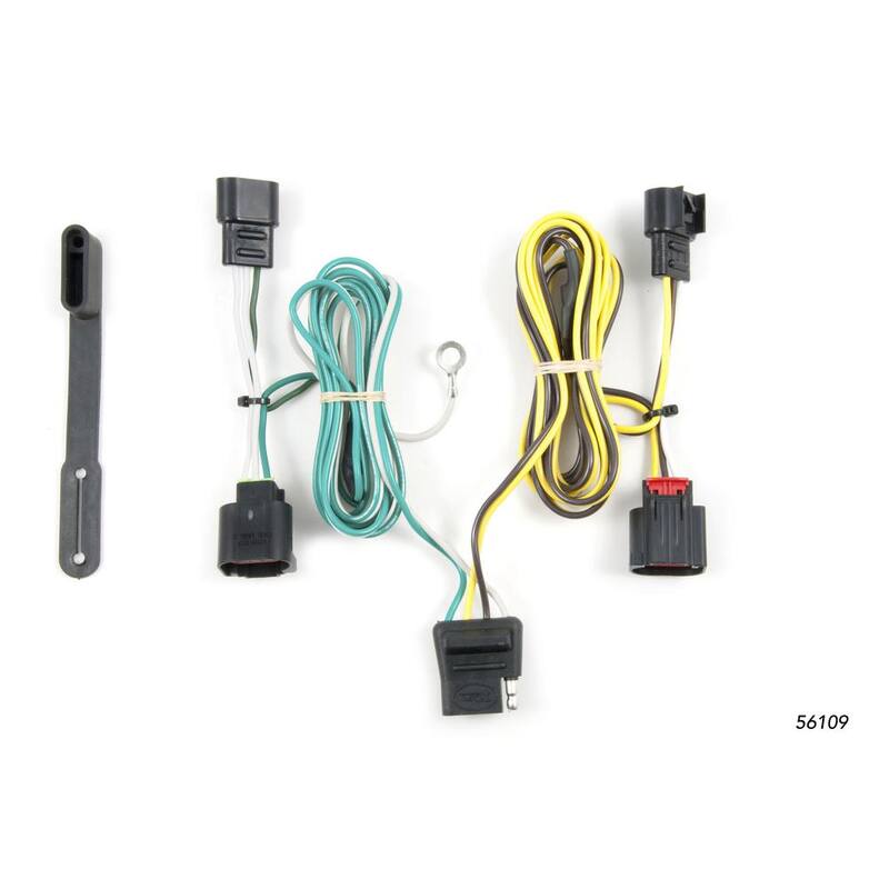 CURT Custom Vehicle-Trailer Wiring Harness, 4-Way Flat Output, Select Dodge Journey, Quick Electrical Wire T-Connector - 56109