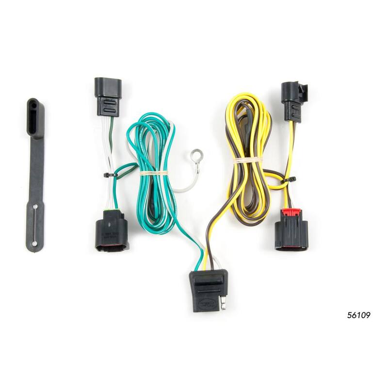 CURT Custom Vehicle-Trailer Wiring Harness, 4-Way Flat Output, Select Dodge Journey, Quick Electrical Wire T-Connector - 56109