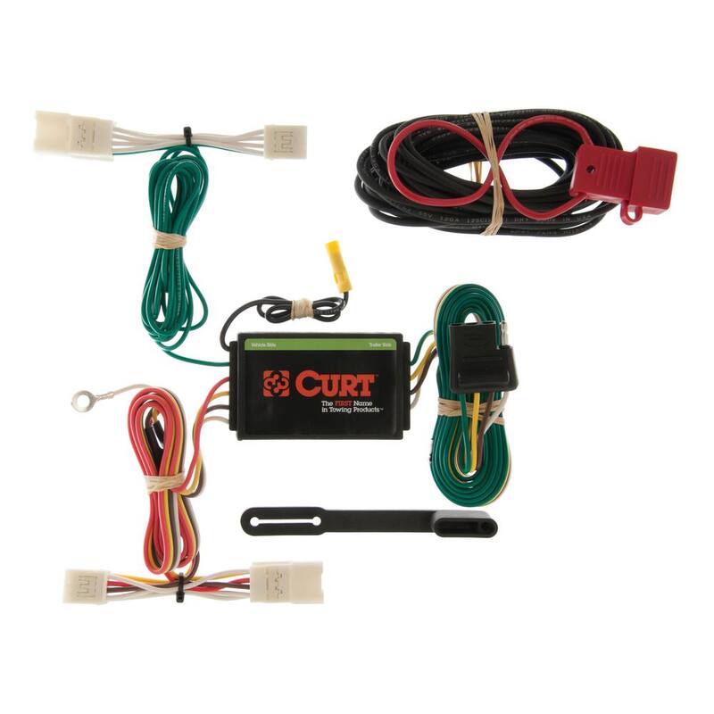 CURT Custom Vehicle-Trailer Wiring Harness, 4-Way Flat, Select Toyota Highlander, Hyundai Azera Sedan V6, Quick T-Connector - 55400