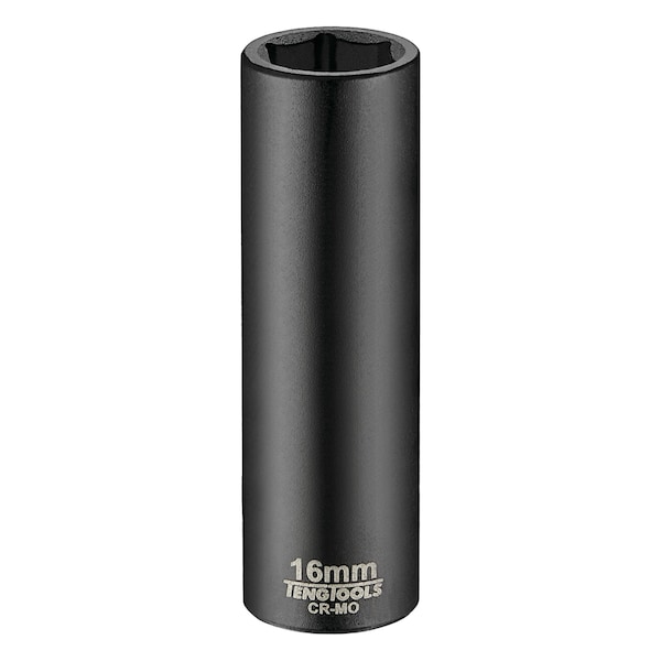 Teng Tools 16MM 1/2 Inch Drive ANSI 6 Point Metric Deep Chrome Molybdenum Impact Socket - 920616AN