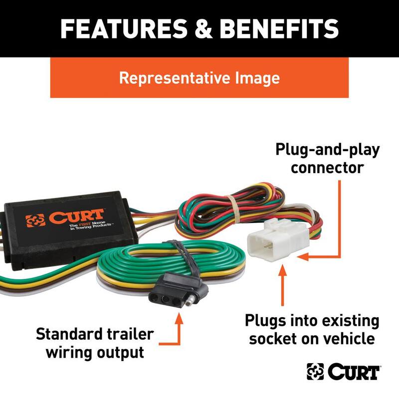 CURT Custom Vehicle-Trailer Wiring Harness, 4-Flat, Select Kia Sorento, OEM Tow Package Required, Quick T-Connector - 55550