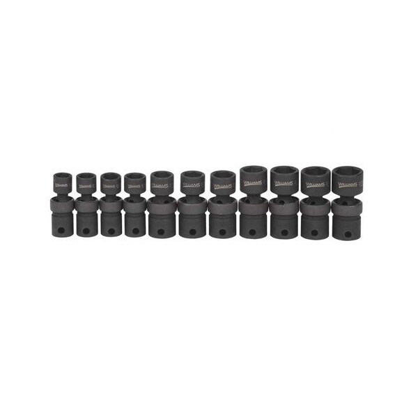 Williams Socket Set, 11 Pieces, 1/2 Inch Dr, 6 Point, 1/2 Inch Size - JHW37916