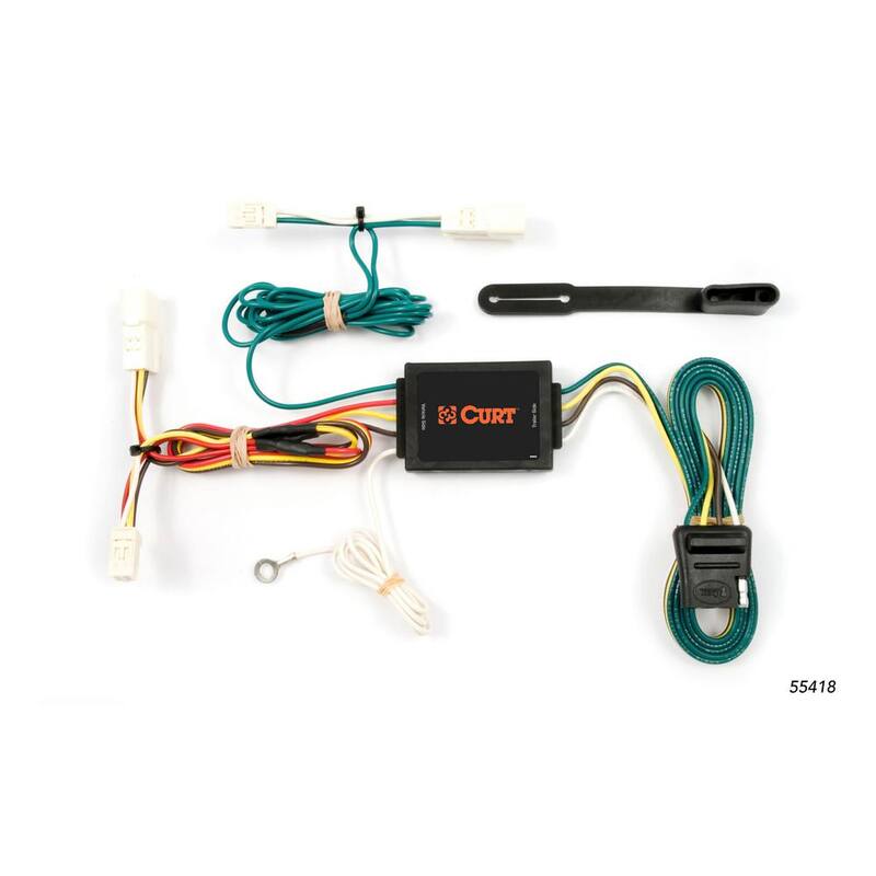 CURT Custom Vehicle-Trailer Wiring Harness, 4-Way Flat Output, Select Toyota Sienna, Quick Electrical Wire T-Connector - 55418