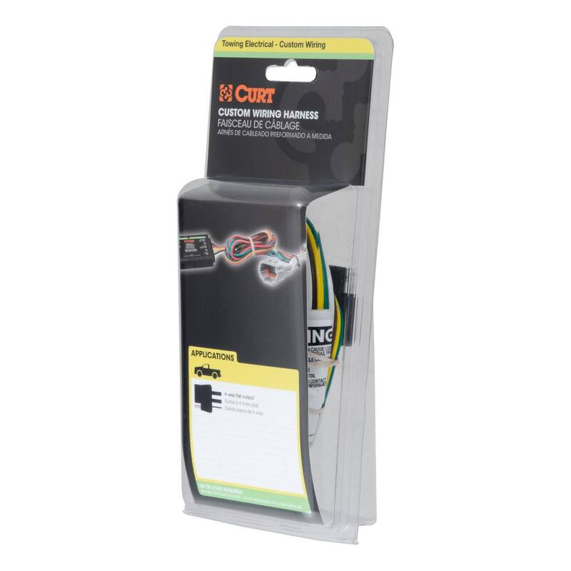 CURT Custom Vehicle-Trailer Wiring Harness, 4-Way Flat Output, Select Ford F-150, F-250, HD, F-350, Quick Wire T-Connector - 55316