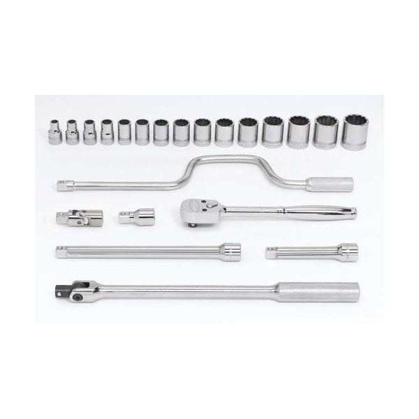 Williams Socket/Tool Set, 22 Pieces, 12-Point, 1/2 Inch Dr - JHWWSS-22FTB
