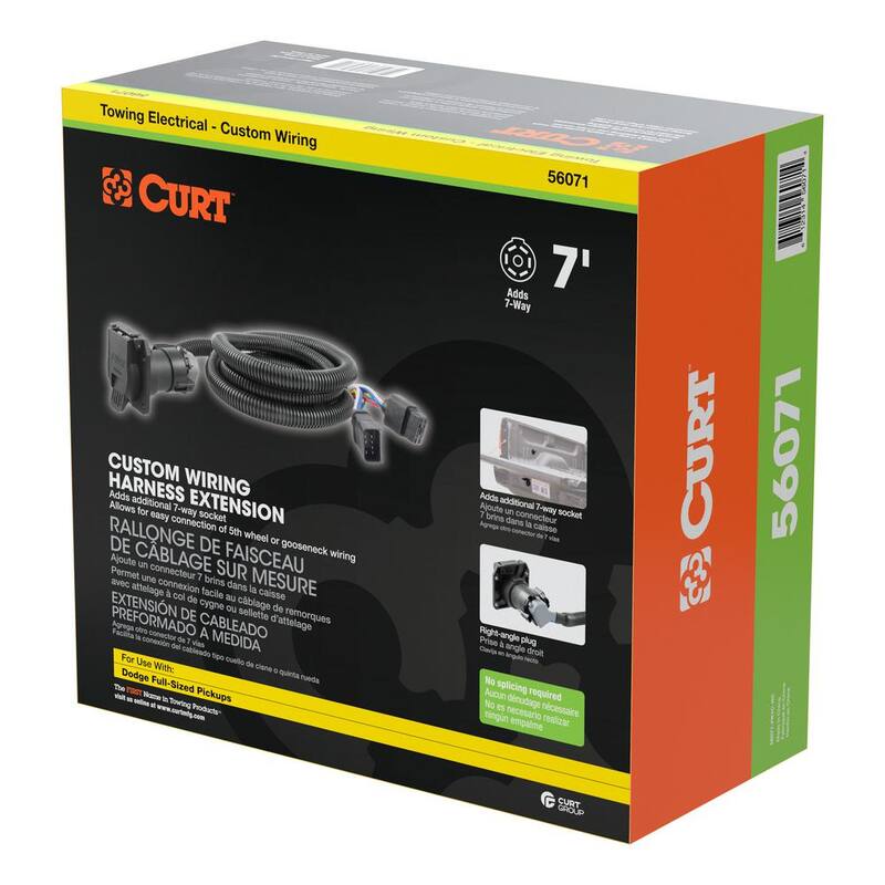 CURT 7' Custom Wiring Harness Extension (Adds 7-Way RV Blade to Truck Bed) - 56071