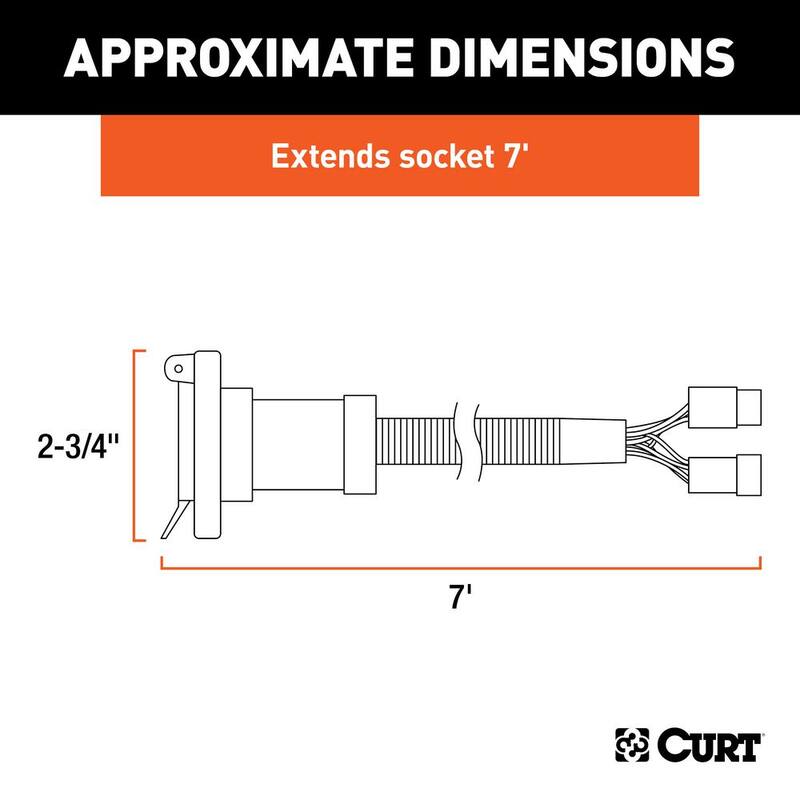 CURT 7' Custom Wiring Harness Extension (Adds 7-Way RV Blade to Truck Bed) - 56071