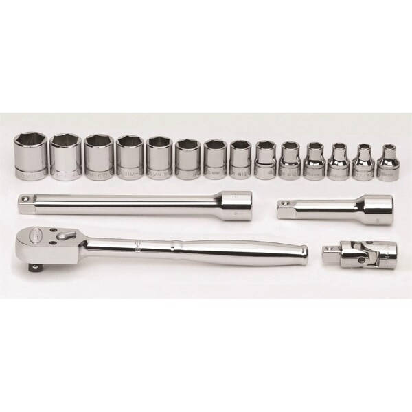 Williams Socket/Tool Set, 18 Pieces, 6-Point, 3/8 Inch Dr - JHWMSB18HFTB