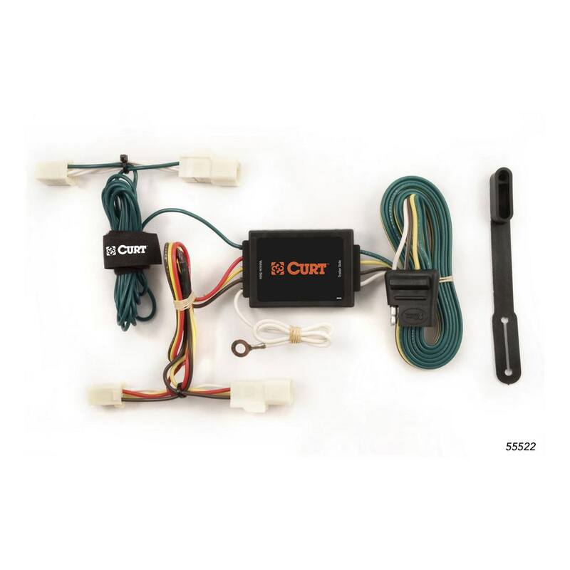 CURT Custom Vehicle-Trailer Wiring Harness, 4-Way Flat Output, Select Toyota Matrix, Echo, Quick Electrical Wire T-Connector - 55522