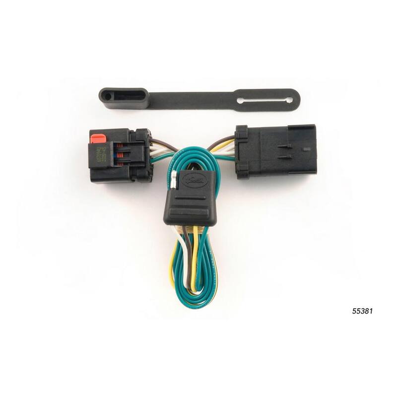 CURT Custom Vehicle-Trailer Wiring Harness, 4-Flat, Select Chrysler, Dodge, Jeep, Mitsubishi with Tow Package, T-Connector - 55381