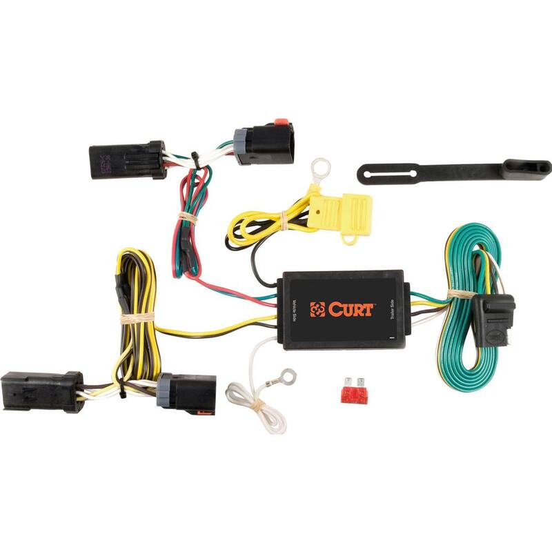 CURT Custom Vehicle-Trailer Wiring Harness, 4-Way Flat Output, Select Chrysler 300 C, Quick Electrical Wire T-Connector - 55546