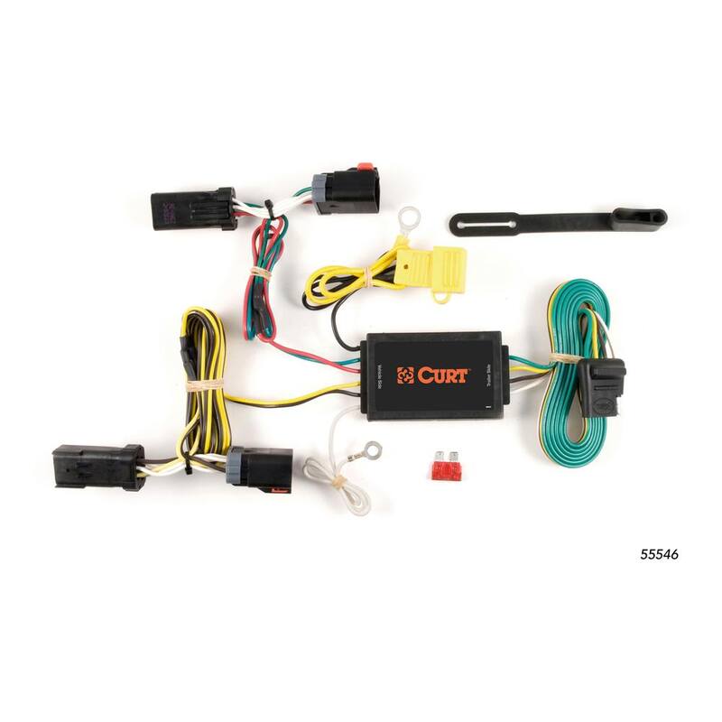 CURT Custom Vehicle-Trailer Wiring Harness, 4-Way Flat Output, Select Chrysler 300 C, Quick Electrical Wire T-Connector - 55546