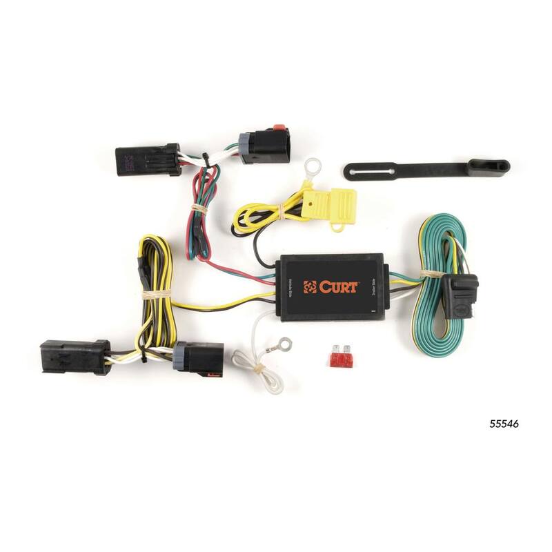 CURT Custom Vehicle-Trailer Wiring Harness, 4-Way Flat Output, Select Chrysler 300 C, Quick Electrical Wire T-Connector - 55546