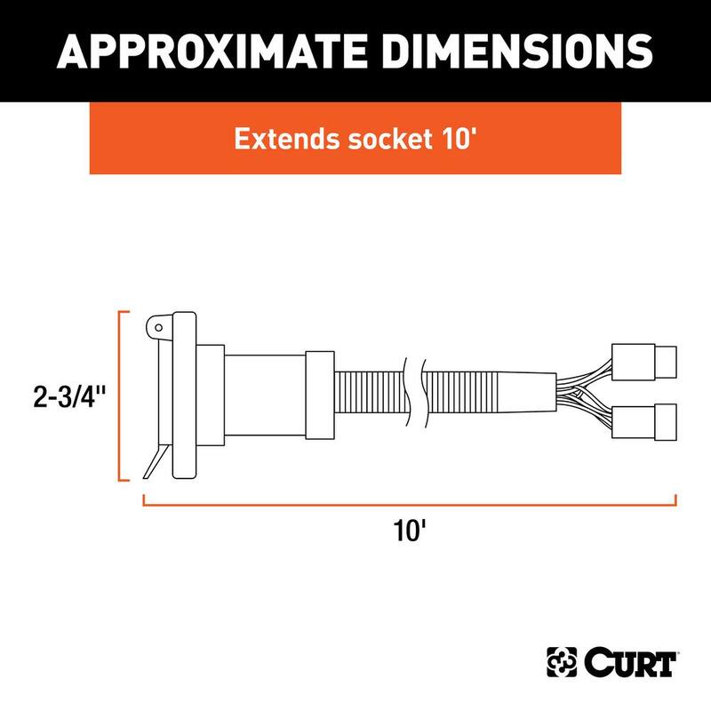 CURT 10' Custom Wiring Harness Extension (Adds 7-Way RV Blade to Truck Bed) - 56001