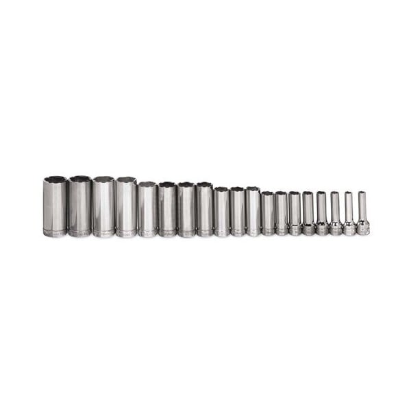 Williams Socket Set, 19 Pieces, 3/8 Inch Dr, Deep, 3/8 Inch Size - JHWMSBD19HRC