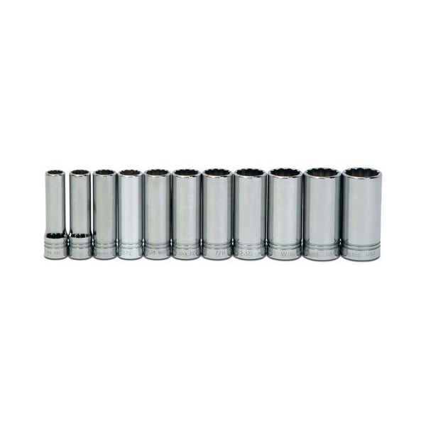 Williams Socket Set, 11 Pieces, 1/2 Inch Dr, Deep, 1/2 Inch Size - JHWWSSD-11RC
