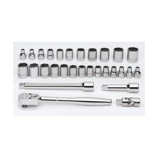 Williams Socket/Tool Set, 29 Pieces, 12-Point, 3/8 Inch Dr - JHWWSMB-29F