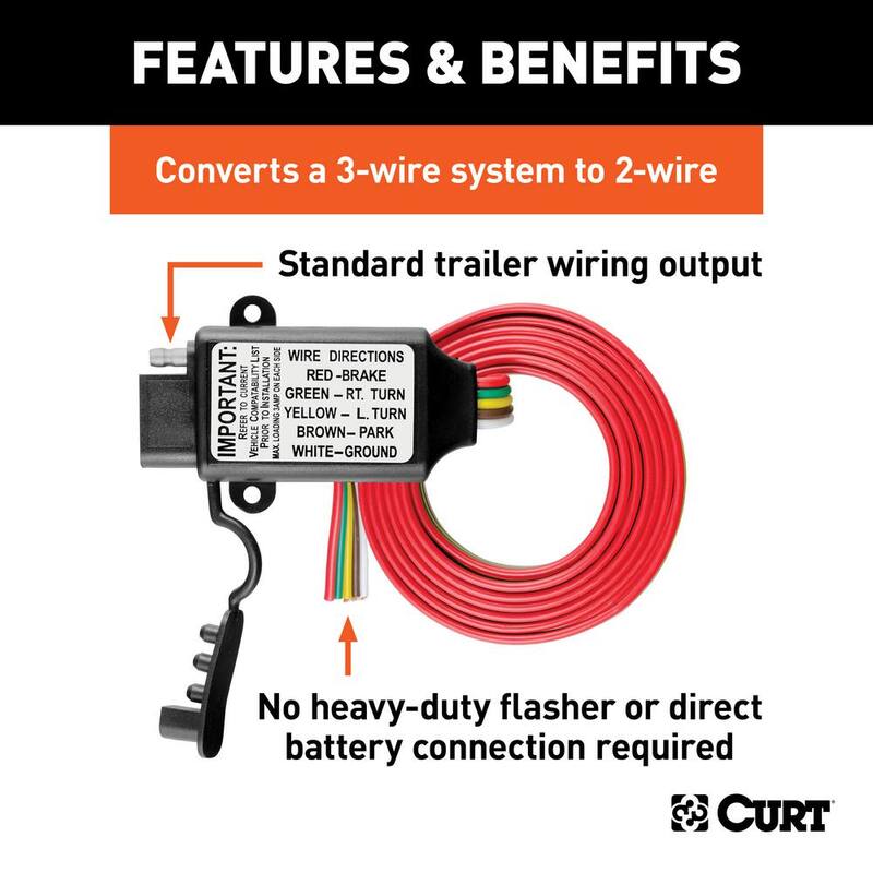 CURT Non-Powered 3-to-2-Wire Taillight Converter - 55178