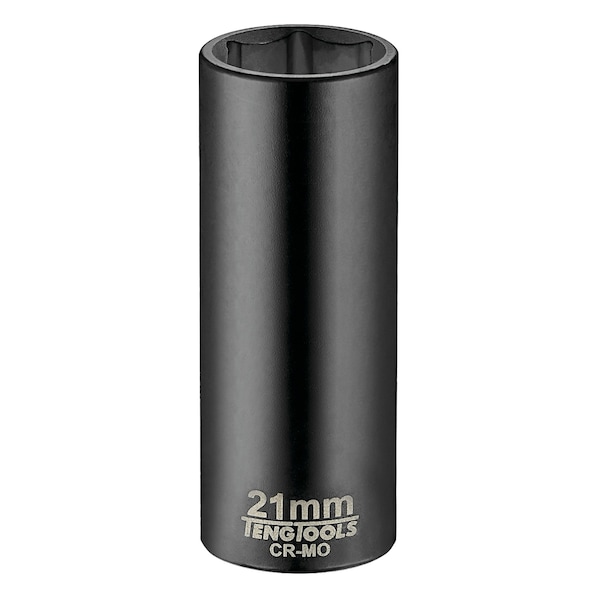 Teng Tools 21MM 1/2 Inch Drive ANSI 6 Point Metric Deep Chrome Molybdenum Impact Socket - 920621AN