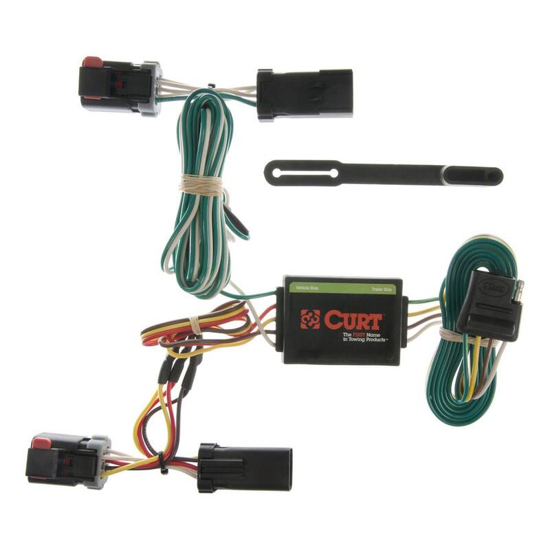 CURT Custom Vehicle-Trailer Wiring Harness, 4-Way Flat, Select Caravan, Durango, Town and Country, Voyager, Quick T-Connector - 55334