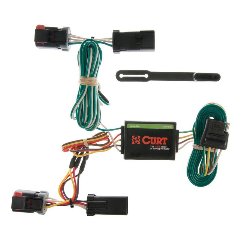 CURT Custom Vehicle-Trailer Wiring Harness, 4-Way Flat, Select Caravan, Durango, Town and Country, Voyager, Quick T-Connector - 55334