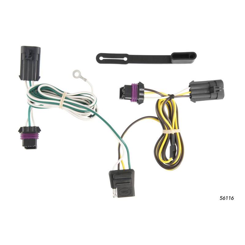 CURT Custom Vehicle-Trailer Wiring Harness, 4-Way Flat Output, Select Chevrolet Impala, Quick Electrical Wire T-Connector - 56116
