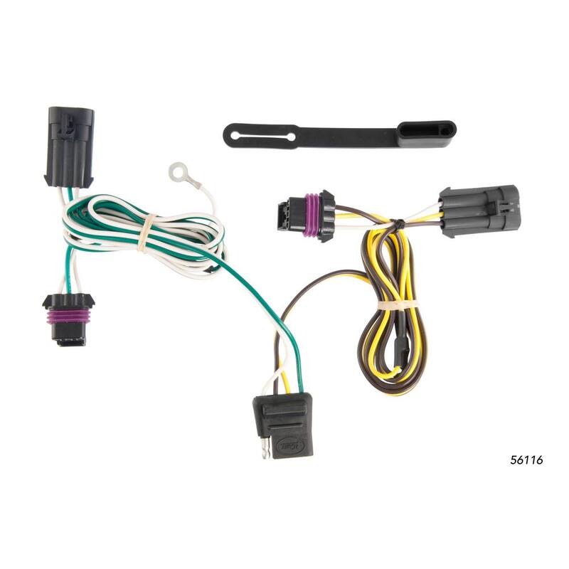 CURT Custom Vehicle-Trailer Wiring Harness, 4-Way Flat Output, Select Chevrolet Impala, Quick Electrical Wire T-Connector - 56116