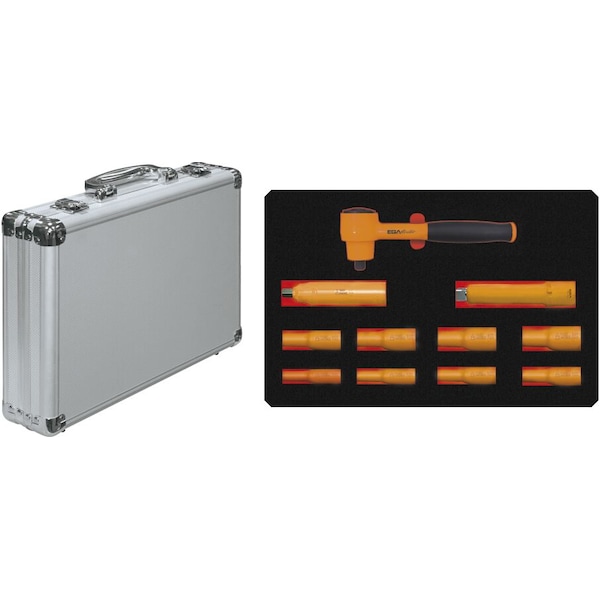Ega Master SET OF 11 PCS -  SOCKET WRENCHES 3/8" (3/8" - 13/16" LONG SERIE)  1000 V (12 EDGES) - 79478