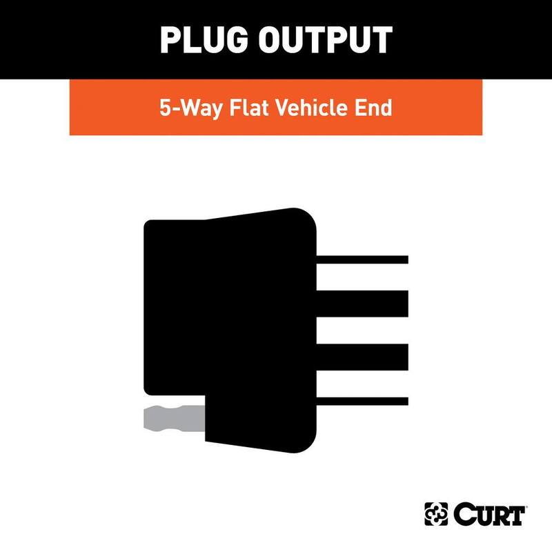 CURT Custom Vehicle-Trailer Wiring Harness, 5-Flat Output, Select Chevy Colorado, GMC Canyon, Isuzu I-Series, T-Connector - 56510