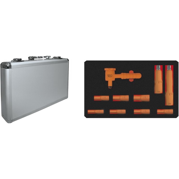 Ega Master SET OF 10 SOCKET WRENCHES 1/4" (3/16" -9/16" LONG SERIE) 1000 V - 79476