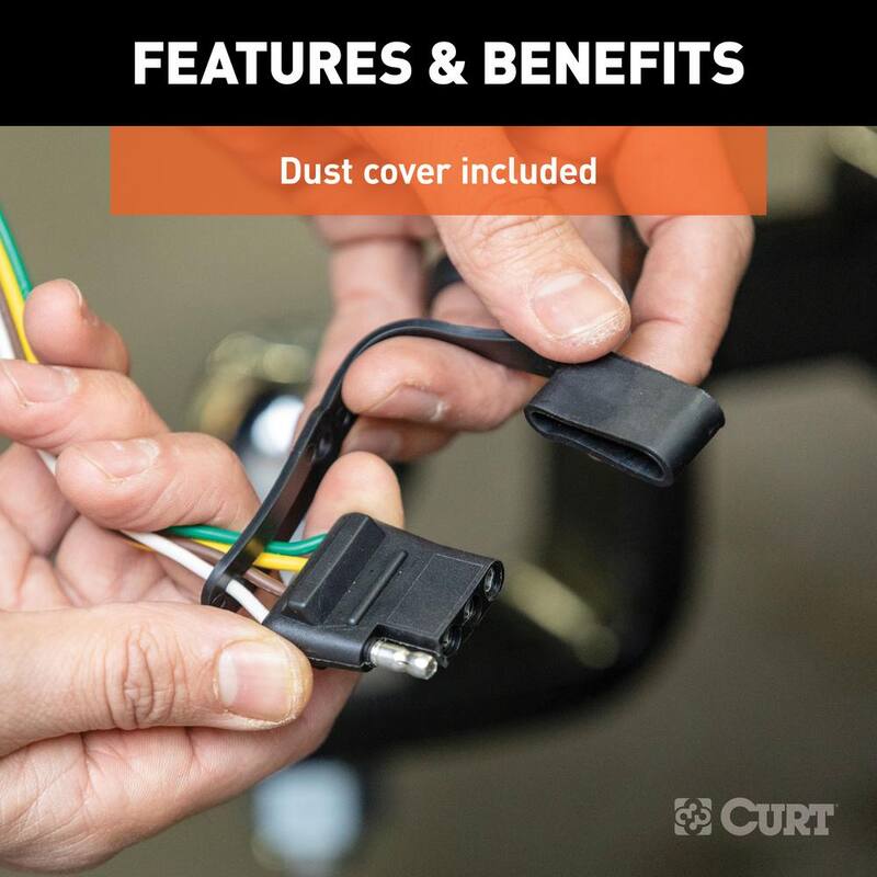CURT Custom Vehicle-Trailer Wiring Harness, 4-Way Flat Output, Select Buick Encore, Quick Electrical Wire T-Connector - 56216