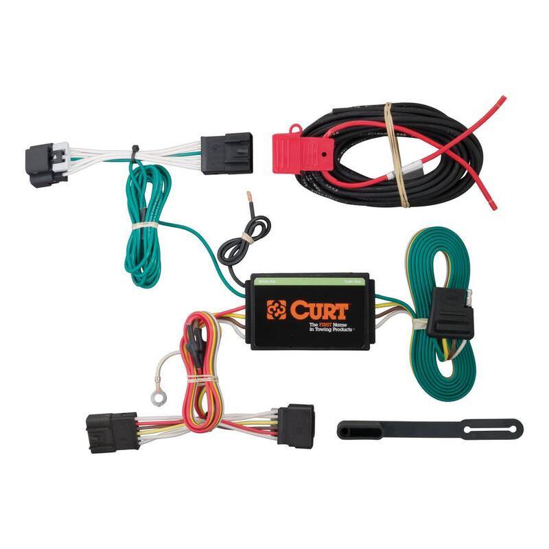 CURT Custom Vehicle-Trailer Wiring Harness, 4-Way Flat Output, Select Buick Encore, Quick Electrical Wire T-Connector - 56216