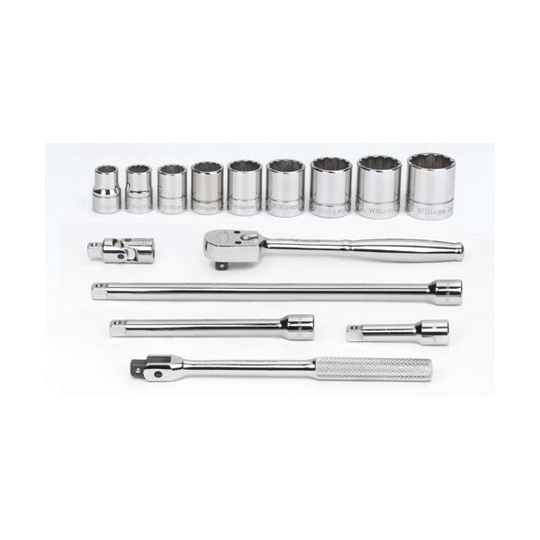 Williams Socket/Tool Set, 15 Pieces, 12-Point, 3/8 Inch Dr - JHWWSB-15F