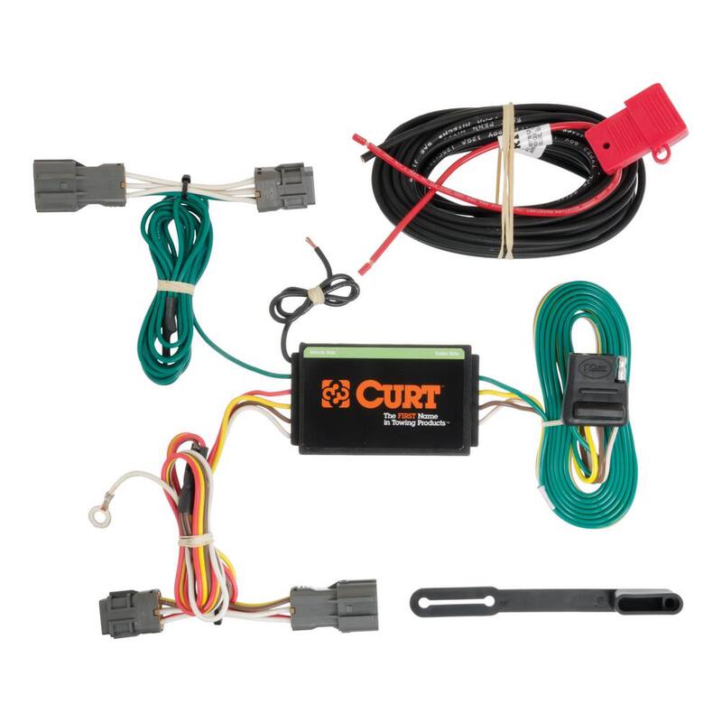 CURT Custom Vehicle-Trailer Wiring Harness, 4-Way Flat Output, Select Kia Borrego, Hyundai Santa Fe, Sport, Quick T-Connector - 56184