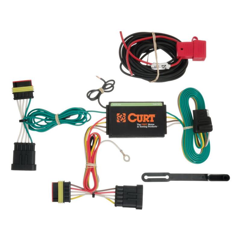 CURT Custom Vehicle-Trailer Wiring Harness, 4-Way Flat Output, Select Fiat 500, Quick Electrical Wire T-Connector - 56174