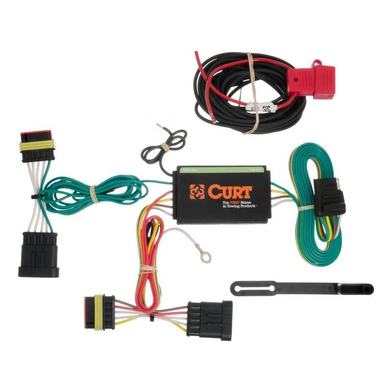 CURT Custom Vehicle-Trailer Wiring Harness, 4-Way Flat Output, Select Fiat 500, Quick Electrical Wire T-Connector - 56174