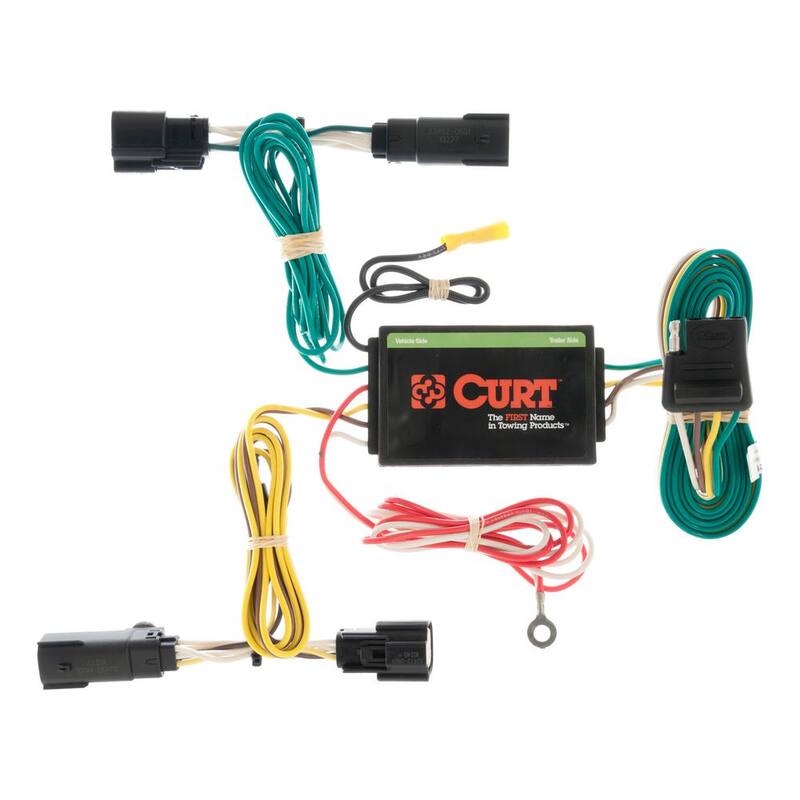 CURT Custom Vehicle-Trailer Wiring Harness, 4-Way Flat Output, Select Lincoln MKX, Quick Electrical Wire T-Connector - 56121
